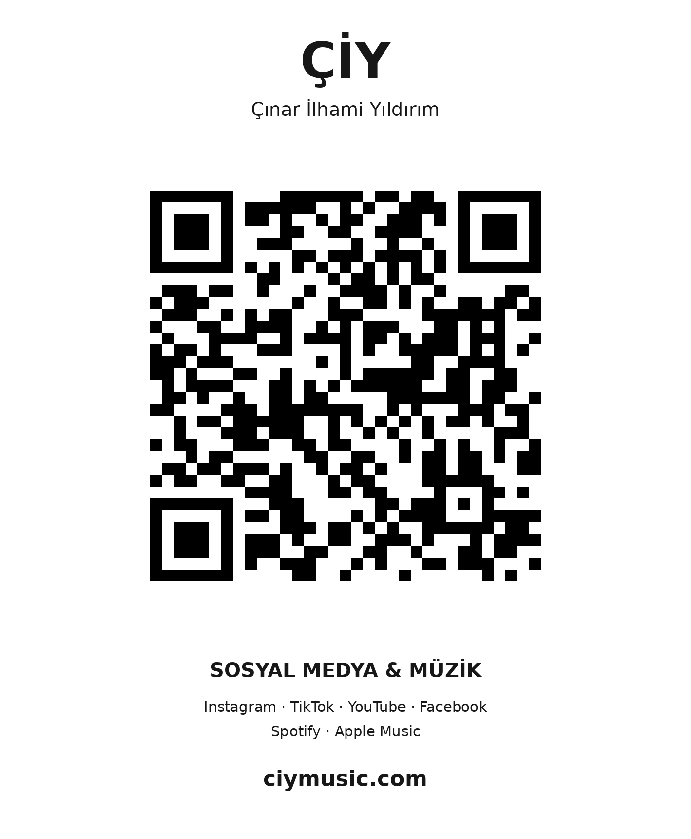 ÇİY’in sosyal medya ve müzik hesaplarını açan QR kod